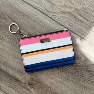 Kate Spade Laurel Way Berber Stripe Pink Multi Keychain Wallet